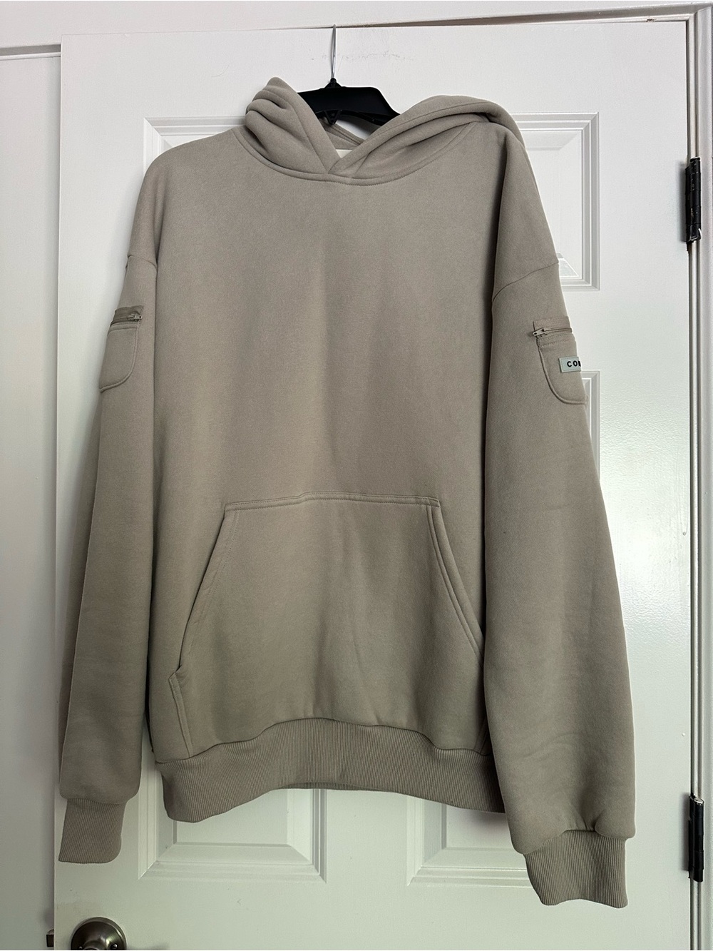 Relaxed Hoodie Sweatshirt in Light Taupe - Picture 3 of 4